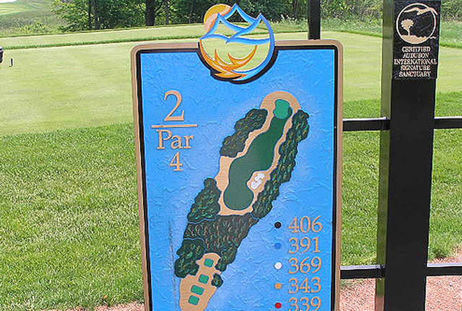 Hole signage with logo